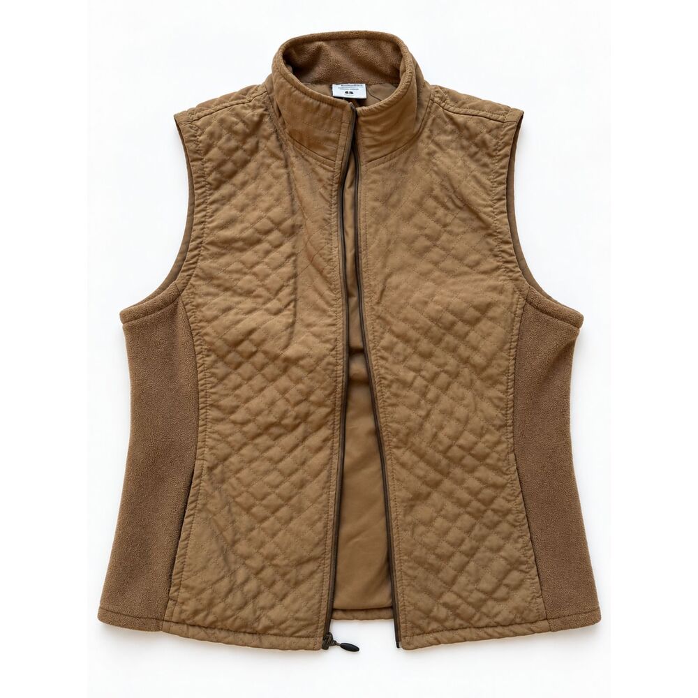 Columbia Sportswear Vest Quilted Fleece Lined Brown Womens